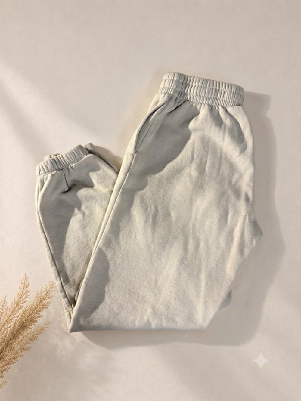 GARAGE - Cream Cozy Elastic Waist Sweatpants